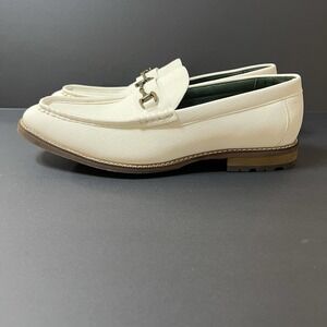 Todd Welsh White Faux Leather Dress Loafers Shoes Men's Size 11M Preppy Business
